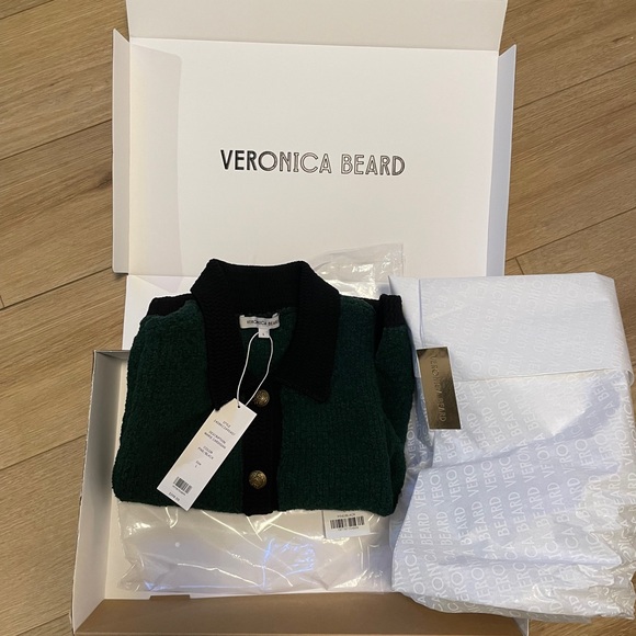 Veronica Beard Green and Black Short Sleeve Cardigan - Picture 10 of 11
